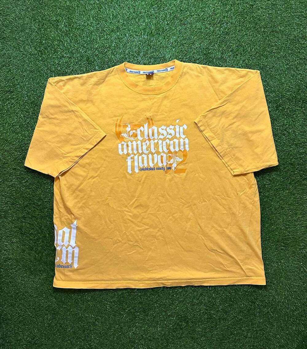 Y2K 2000s Phat Farm Classic American Flava T-Shirt Yellow